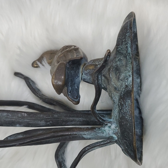 Vintage Wildwood Accent Bronze Candlesticks Tulip and Bird - Picture 12 of 12